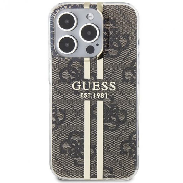 Guess GUHCP15LH4PSEGW iPhone 15 Pro 6,1" husă maro/brązowy IML 4G Gold Stripe