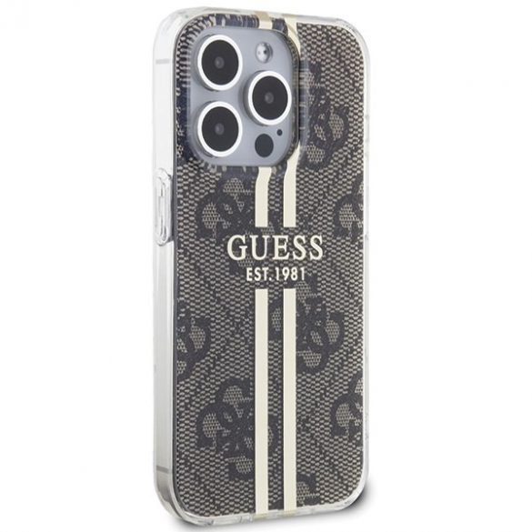 Guess GUHCP15LH4PSEGW iPhone 15 Pro 6,1" husă maro/brązowy IML 4G Gold Stripe