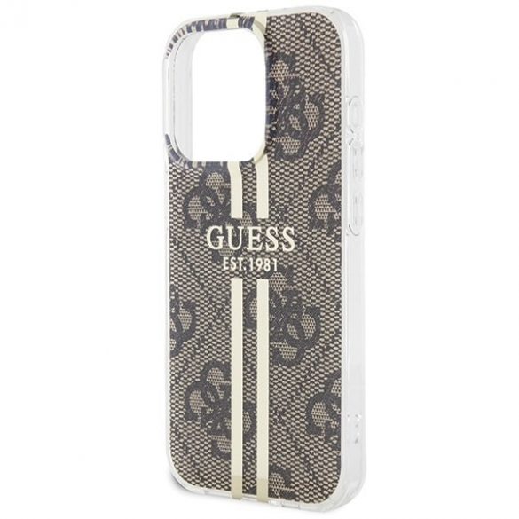 Guess GUHCP15LH4PSEGW iPhone 15 Pro 6,1" husă maro/brązowy IML 4G Gold Stripe