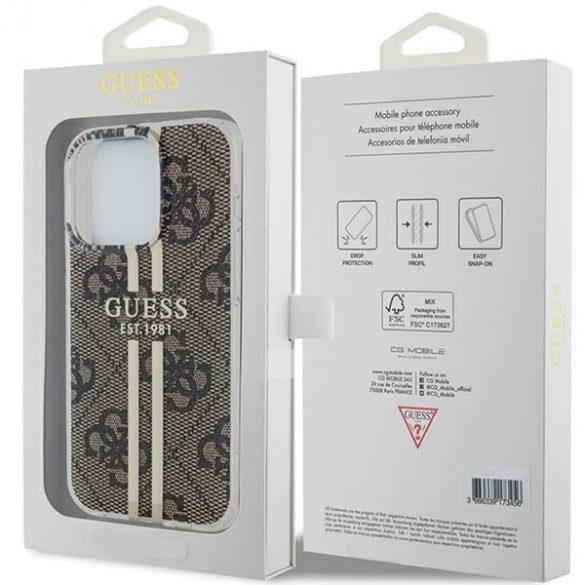 Guess GUHCP15LH4PSEGW iPhone 15 Pro 6,1" husă maro/brązowy IML 4G Gold Stripe