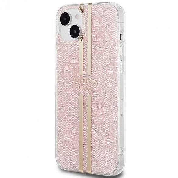 Guess GUHCP15SH4PSEGP iPhone 15 / 14 / 13 6.1" rożowy/roz hardcase IML 4G Gold Stripe