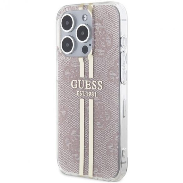 Guess GUHCP15LH4PSEGP iPhone 15 Pro 6.1" rożowy/roz hardcase IML 4G Gold Stripe