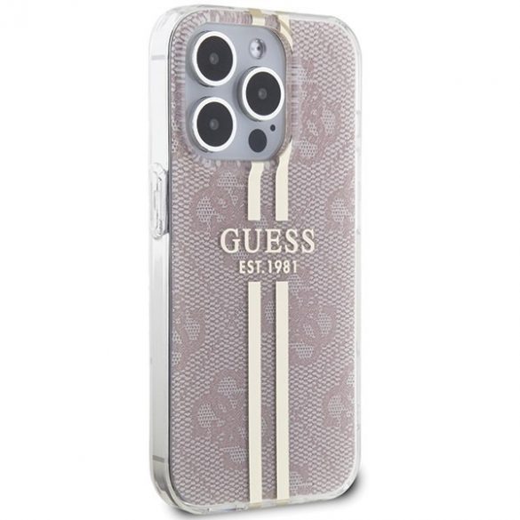 Guess GUHCP15LH4PSEGP iPhone 15 Pro 6.1" rożowy/roz hardcase IML 4G Gold Stripe