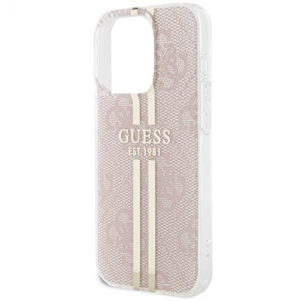 Guess GUHCP15LH4PSEGP iPhone 15 Pro 6.1" rożowy/roz hardcase IML 4G Gold Stripe