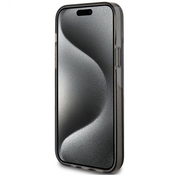 Guess GUHCP15MLFCSEGK iPhone 15 Plus / 14 Plus 6,7" carcasă rigidă/neagră, cu sclipici lichid, dungi aurii