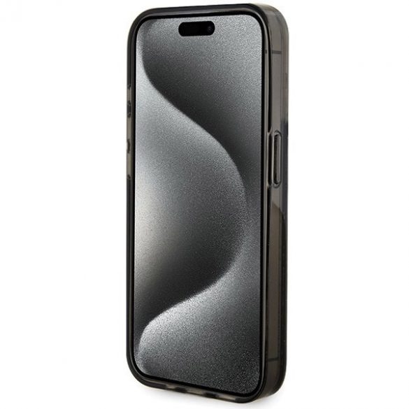 Guess GUHCP15XLFCSEGK iPhone 15 Pro Max 6,7" carcasă rigidă/neagră, cu sclipici lichid, dungi aurii