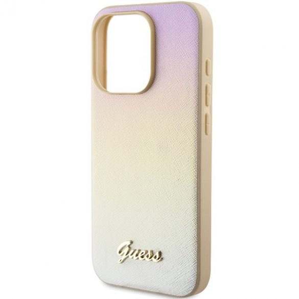 Guess GUHCP14LPSAIRSD iPhone 14 Pro 6,1" złoty/aurie hardcase Saffiano Iridescent Script