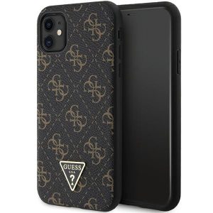 Guess GUHCN61PG4GPK iPhone 11 / Xr 6,1" carcasa rigidă neagră 4G Triangle Metal Logo