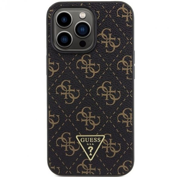 Guess GUHCP13LPG4GPK iPhone 13 Pro / 13 6.1" carcasa rigidă neagră 4G Triunghi Metal Logo