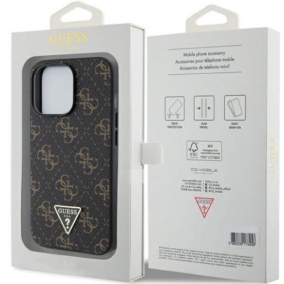 Guess GUHCP13LPG4GPK iPhone 13 Pro / 13 6.1" carcasa rigidă neagră 4G Triunghi Metal Logo