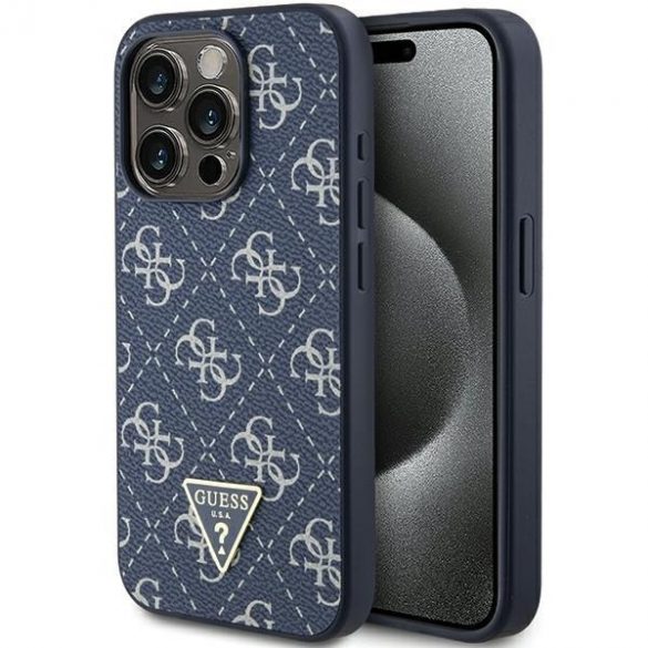 Guess GUHCP15LPG4GPB iPhone 15 Pro 6.1" niebieski/albastru hardcase 4G Triangle Metal Logo