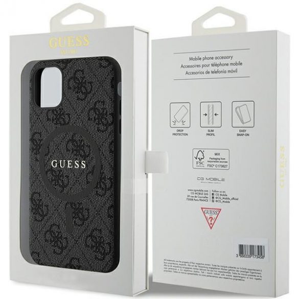 Guess GUHMN61G4GFRK iPhone 11 6.1" / Xr czarny/negru husă rigidă 4G Collection Piele Metal Logo MagSafe