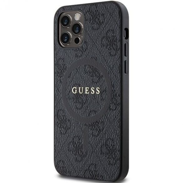 Guess GUHMP12MG4GFRK iPhone 12/12 Pro 6.1" negru/negru hard Husă 4G Collection Leather Metal Logo MagSafe