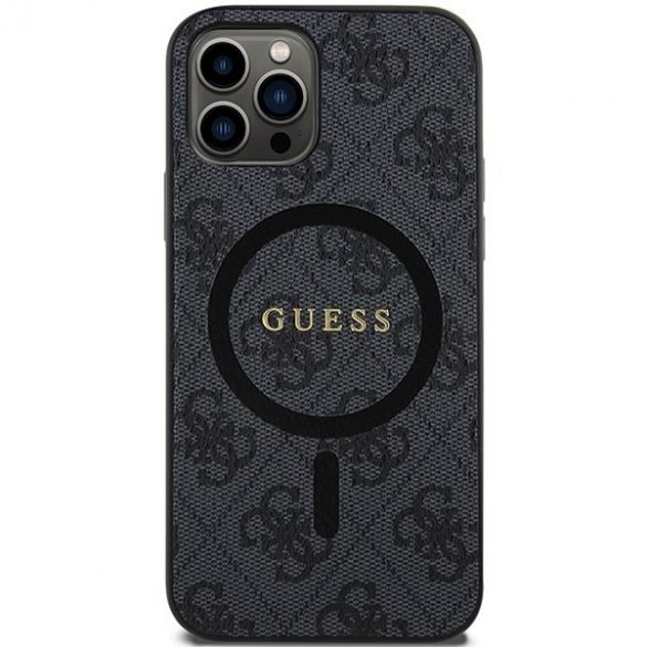 Guess GUHMP12MG4GFRK iPhone 12/12 Pro 6.1" negru/negru hard Husă 4G Collection Leather Metal Logo MagSafe