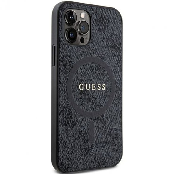 Guess GUHMP12MG4GFRK iPhone 12/12 Pro 6.1" negru/negru hard Husă 4G Collection Leather Metal Logo MagSafe