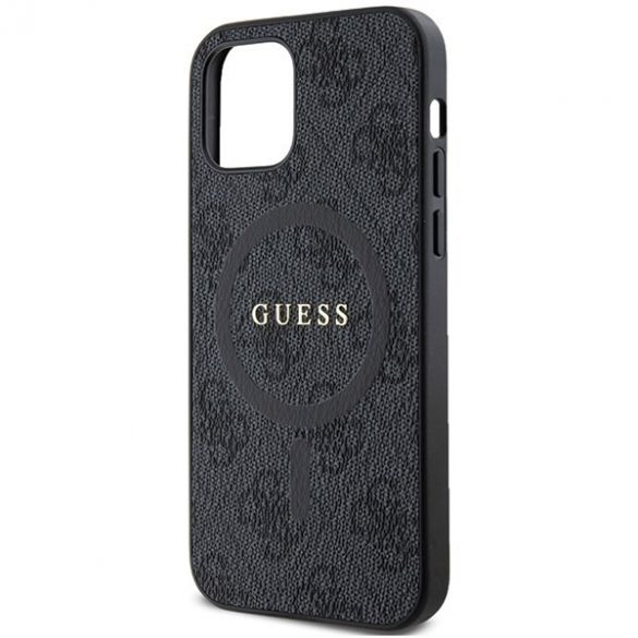 Guess GUHMP12MG4GFRK iPhone 12/12 Pro 6.1" negru/negru hard Husă 4G Collection Leather Metal Logo MagSafe