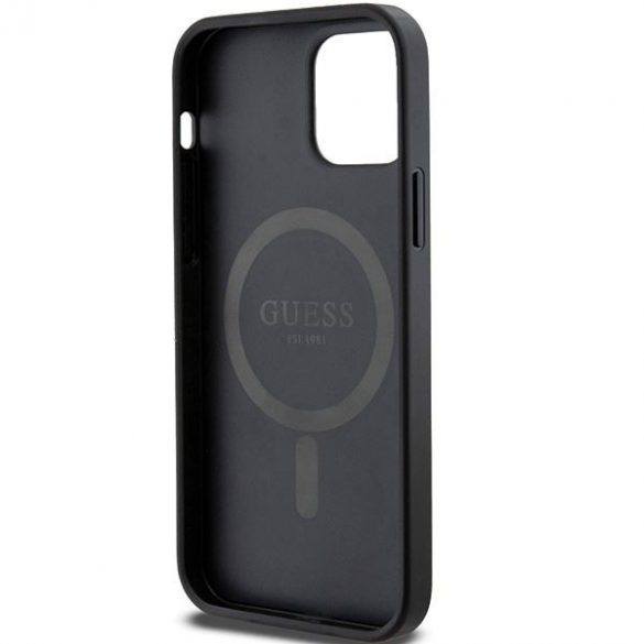 Guess GUHMP12MG4GFRK iPhone 12/12 Pro 6.1" negru/negru hard Husă 4G Collection Leather Metal Logo MagSafe