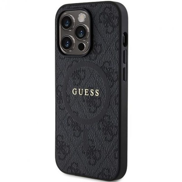 Guess GUHMP13XG4GFRK iPhone 13 Pro Max 6.7" negru/negru hard Husă 4G Collection Leather Metal Logo MagSafe