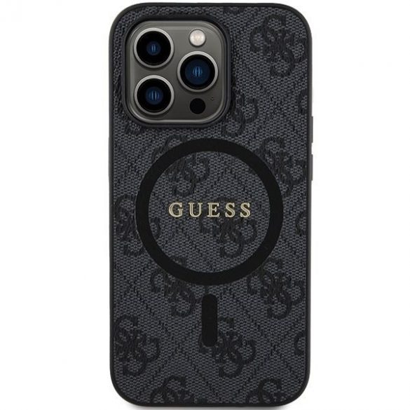 Guess GUHMP13XG4GFRK iPhone 13 Pro Max 6.7" negru/negru hard Husă 4G Collection Leather Metal Logo MagSafe