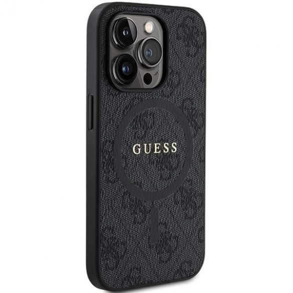 Guess GUHMP13XG4GFRK iPhone 13 Pro Max 6.7" negru/negru hard Husă 4G Collection Leather Metal Logo MagSafe