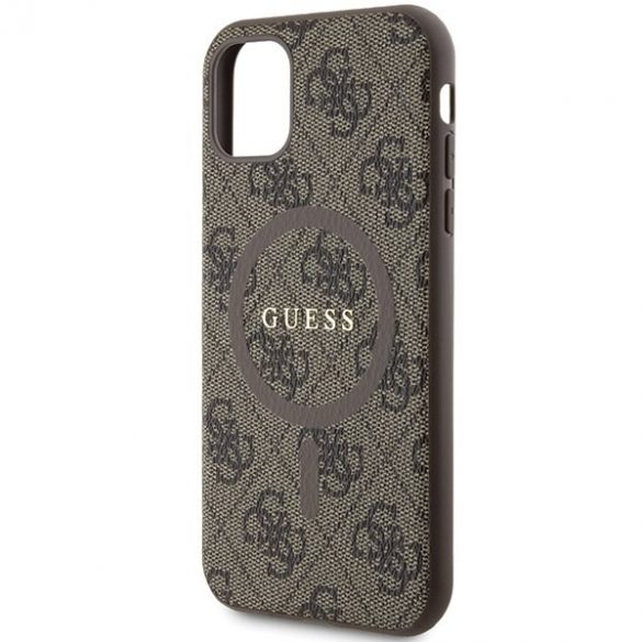 Guess GUHMN61G4GFRW iPhone 11 6.1" / Xr brązowy/maro husă rigidă Colecția 4G Piele Metal Logo MagSafe