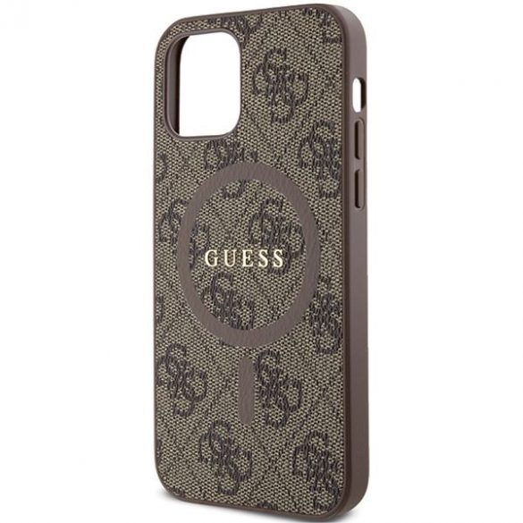 Guess GUHMP12MG4GFRW iPhone 12/12 Pro 6,1" husă rigidă maro/brązowy Colecția 4G Piele Metal Logo MagSafe