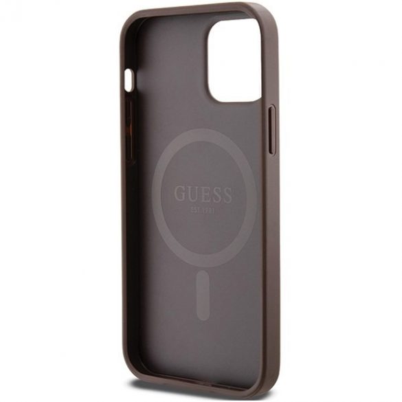 Guess GUHMP12MG4GFRW iPhone 12/12 Pro 6,1" husă rigidă maro/brązowy Colecția 4G Piele Metal Logo MagSafe