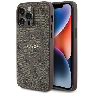 Guess GUHMP13LG4GFRW iPhone 13 Pro / 13 6.1" husă rigidă maro/brązowy Colecția 4G Piele Metal Logo MagSafe