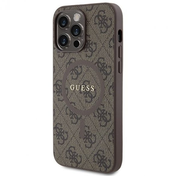 Guess GUHMP13LG4GFRW iPhone 13 Pro / 13 6.1" husă rigidă maro/brązowy Colecția 4G Piele Metal Logo MagSafe