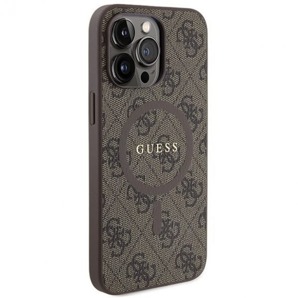 Guess GUHMP13LG4GFRW iPhone 13 Pro / 13 6.1" husă rigidă maro/brązowy Colecția 4G Piele Metal Logo MagSafe