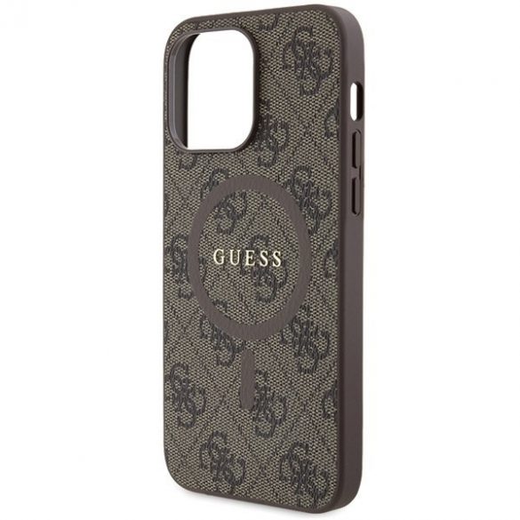 Guess GUHMP13LG4GFRW iPhone 13 Pro / 13 6.1" husă rigidă maro/brązowy Colecția 4G Piele Metal Logo MagSafe