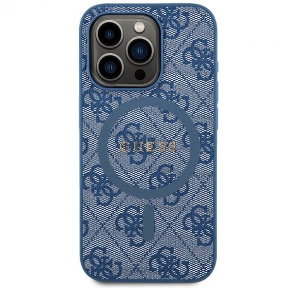 Guess GUHMP14LG4GFRB iPhone 14 Pro 6.1" niebieski/carcasă albastră 4G Collection Piele Metal Logo MagSafe