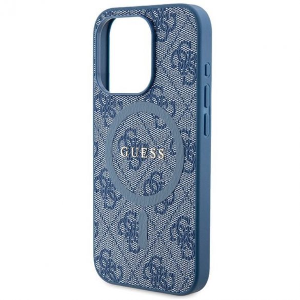 Guess GUHMP14LG4GFRB iPhone 14 Pro 6.1" niebieski/carcasă albastră 4G Collection Piele Metal Logo MagSafe