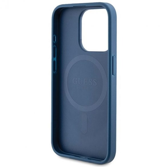 Guess GUHMP14LG4GFRB iPhone 14 Pro 6.1" niebieski/carcasă albastră 4G Collection Piele Metal Logo MagSafe