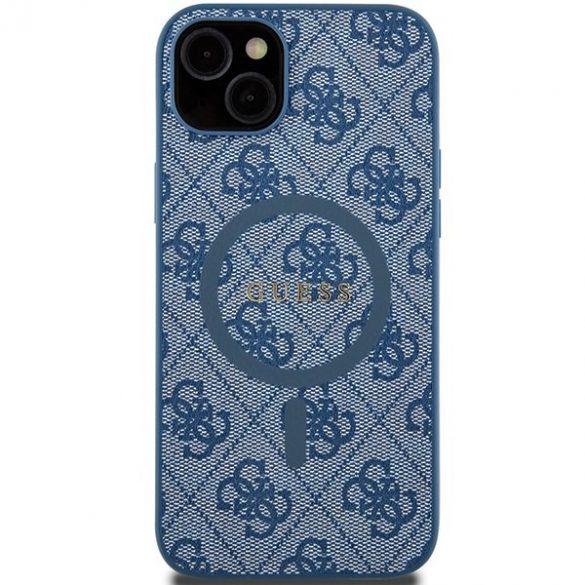 Guess GUHMP15MG4GFRB iPhone 15 Plus / 14 Plus 6.7" niebieski/albastru husă rigidă 4G Collection Piele Metal Logo MagSafe