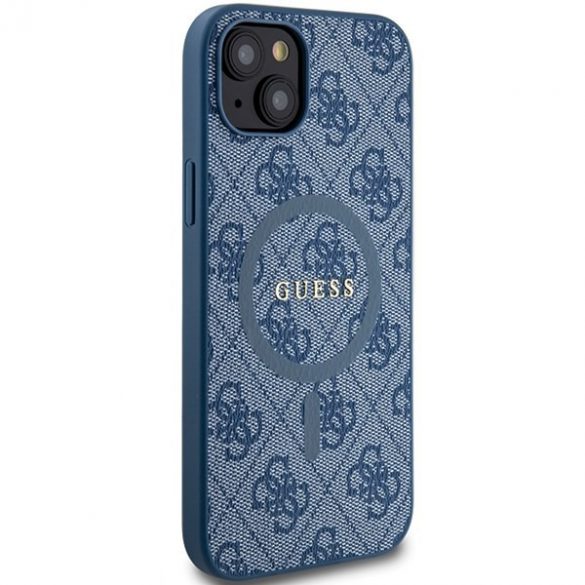 Guess GUHMP15MG4GFRB iPhone 15 Plus / 14 Plus 6.7" niebieski/albastru husă rigidă 4G Collection Piele Metal Logo MagSafe