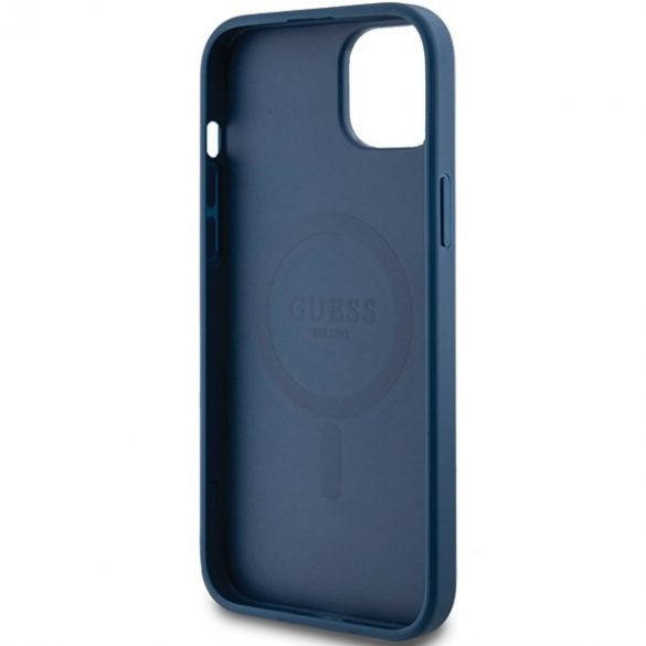 Guess GUHMP15MG4GFRB iPhone 15 Plus / 14 Plus 6.7" niebieski/albastru husă rigidă 4G Collection Piele Metal Logo MagSafe