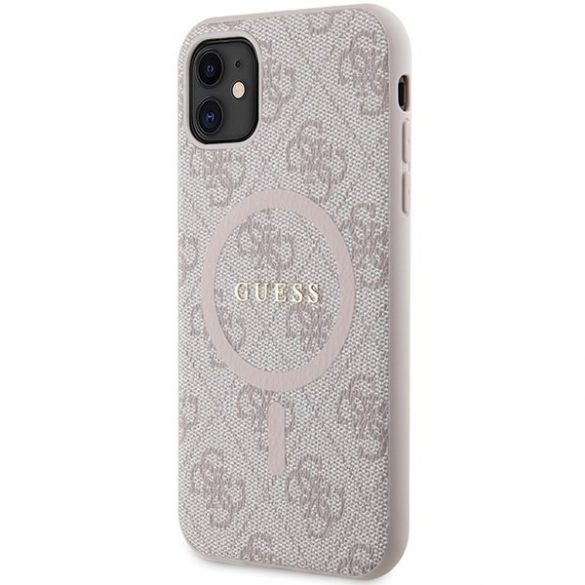 Guess GUHMN61G4GFRP iPhone 11 6.1" / Xr roz/roz hard Husă 4G Collection Leather Metal Logo MagSafe