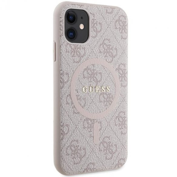 Guess GUHMN61G4GFRP iPhone 11 6.1" / Xr roz/roz hard Husă 4G Collection Leather Metal Logo MagSafe