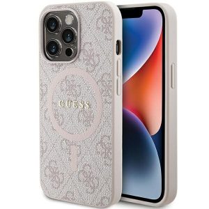 Guess GUHMP13LG4GFRP iPhone 13 Pro / 13 6.1" rożowy/roz husă rigidă 4G Collection Leather Metal Logo MagSafe