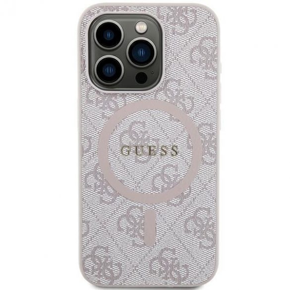 Guess GUHMP13LG4GFRP iPhone 13 Pro / 13 6.1" rożowy/roz husă rigidă 4G Collection Leather Metal Logo MagSafe