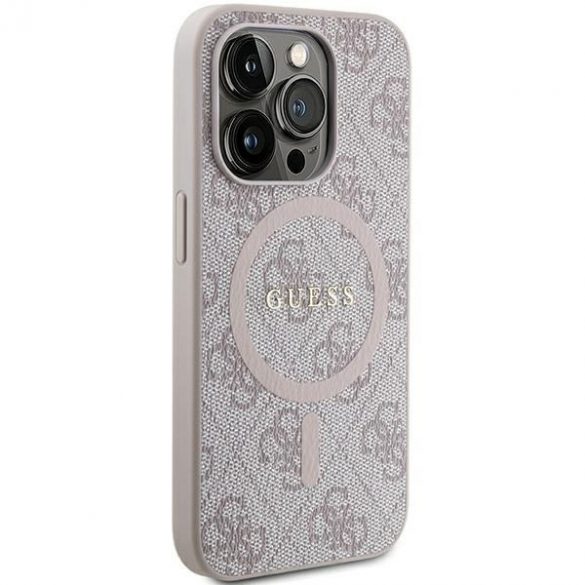 Guess GUHMP13LG4GFRP iPhone 13 Pro / 13 6.1" rożowy/roz husă rigidă 4G Collection Leather Metal Logo MagSafe