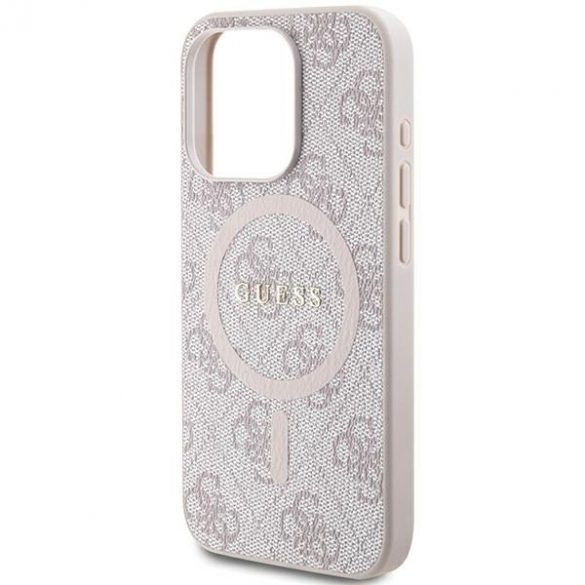 Guess GUHMP13LG4GFRP iPhone 13 Pro / 13 6.1" rożowy/roz husă rigidă 4G Collection Leather Metal Logo MagSafe