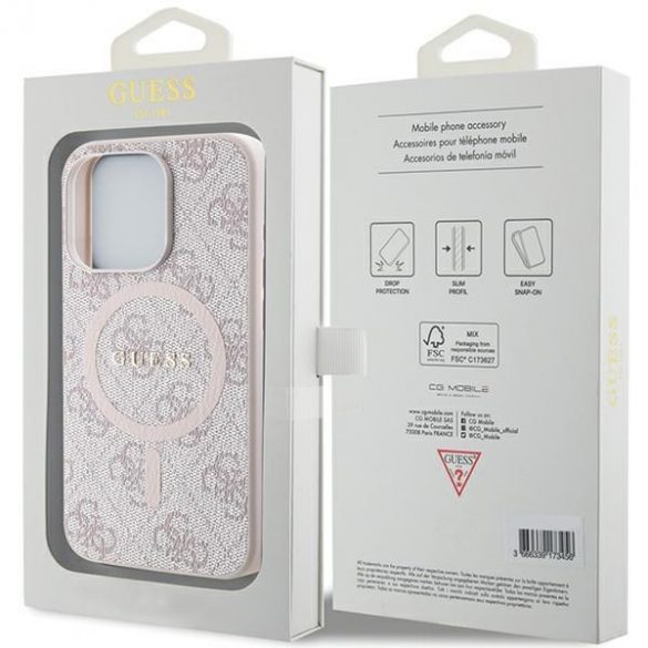 Guess GUHMP13LG4GFRP iPhone 13 Pro / 13 6.1" rożowy/roz husă rigidă 4G Collection Leather Metal Logo MagSafe