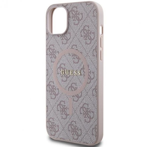 Guess GUHMP14SG4GFRP iPhone 14 / 15 / 13 6.1" rożowy/roz husă rigidă 4G Collection Leather Metal Logo MagSafe