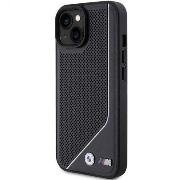 BMW BMHMP15S23PUCPK iPhone 15 / 14 / 13 6.1" czarny/negru hardcase Perforated Twisted Line MagSafe