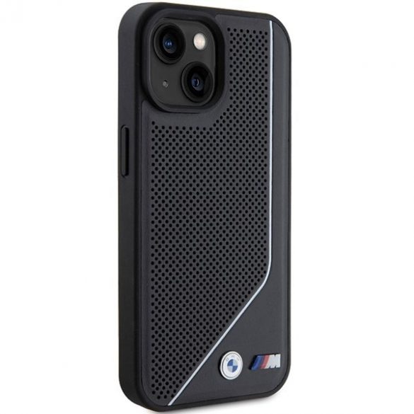 BMW BMHMP15S23PUCPK iPhone 15 / 14 / 13 6.1" czarny/negru hardcase Perforated Twisted Line MagSafe