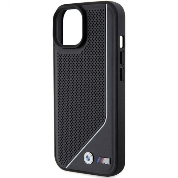 BMW BMHMP15S23PUCPK iPhone 15 / 14 / 13 6.1" czarny/negru hardcase Perforated Twisted Line MagSafe