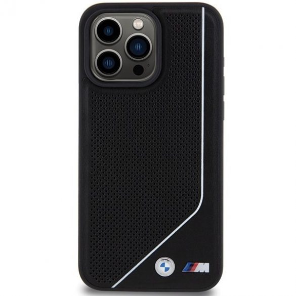 BMW BMHMP15L23PUCPK Carcasă rigidă pentru iPhone 15 Pro 6.1" czarny/negru Linie răsucită perforată MagSafe