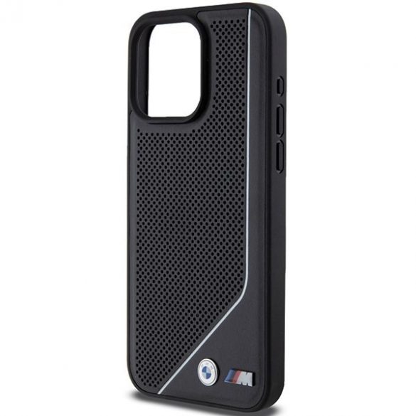 BMW BMHMP15L23PUCPK Carcasă rigidă pentru iPhone 15 Pro 6.1" czarny/negru Linie răsucită perforată MagSafe